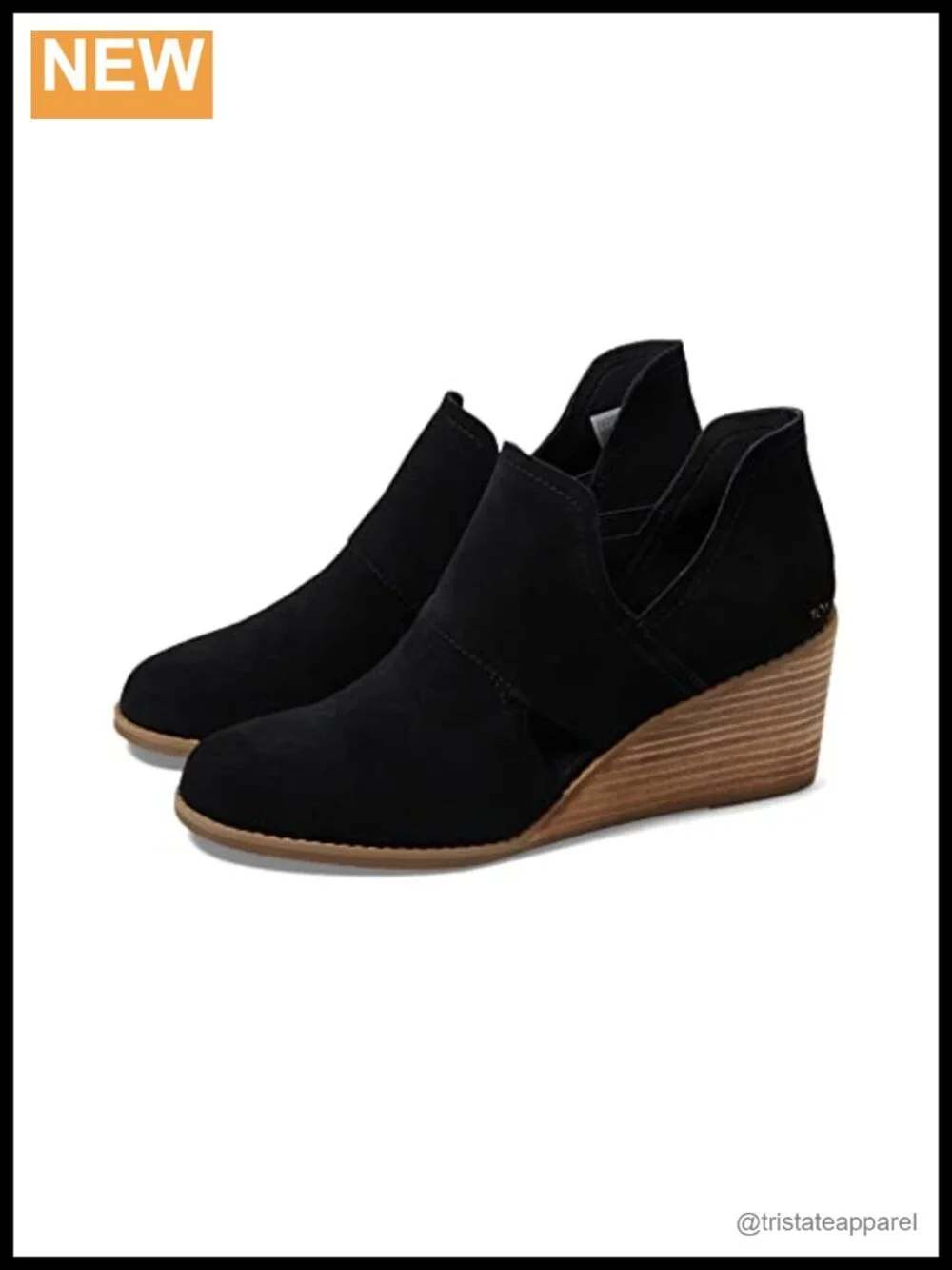 TOMS Women's Kallie Cutout Ankle Bootie Wedge Heel Leather Sole
